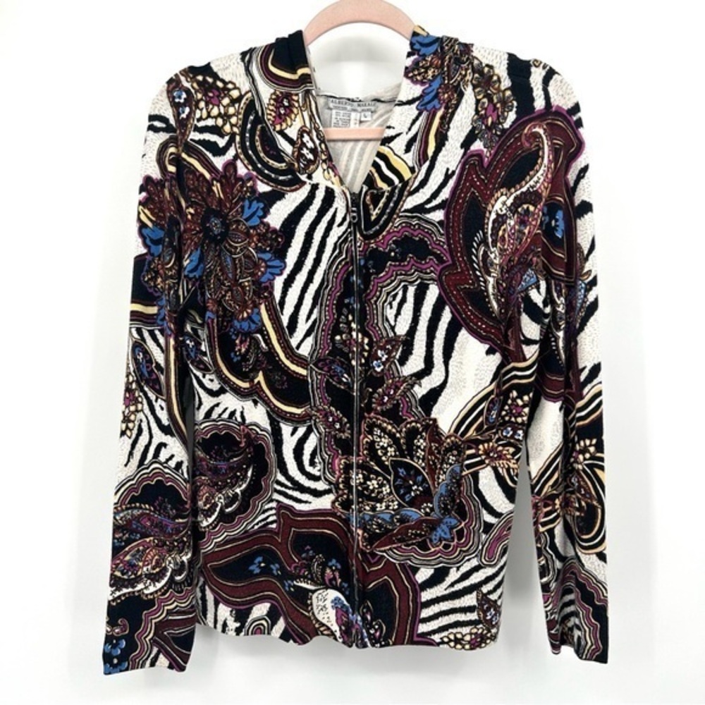ALBERTO MAKALI Women’s Size Large Vintage Sweater Zip Front Hoodie